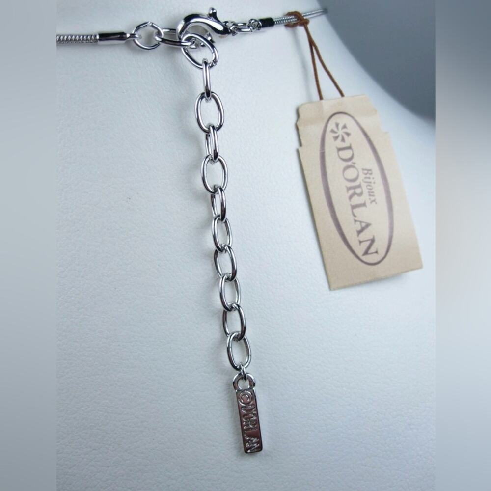 D’Orlan Delicate Silver Crystal Leaf Necklace - Women Jewelry - Picture 7 of 7
